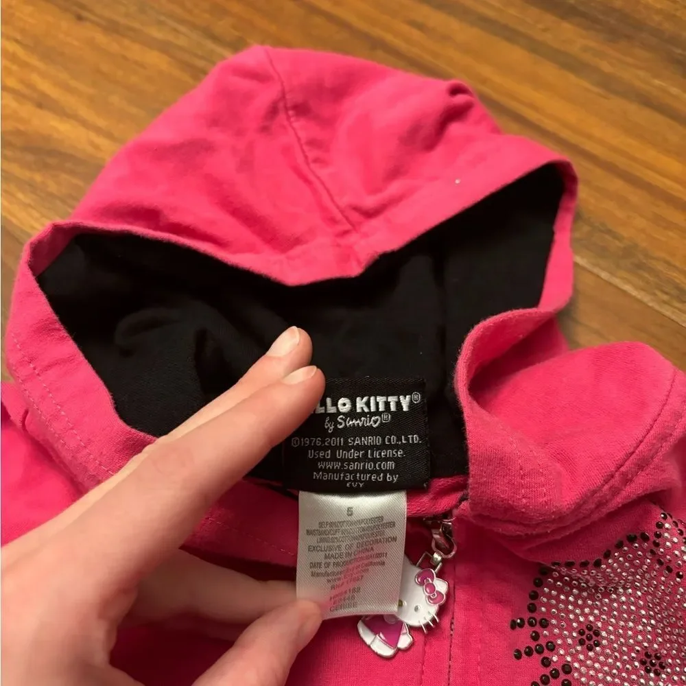 Hello Kitty pink zip up hoodie gem/bedazzled - Picture 5 of 5